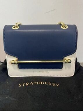 Strathberry East West Crossbody! Blue & Latte/Vanilla😘😘😘